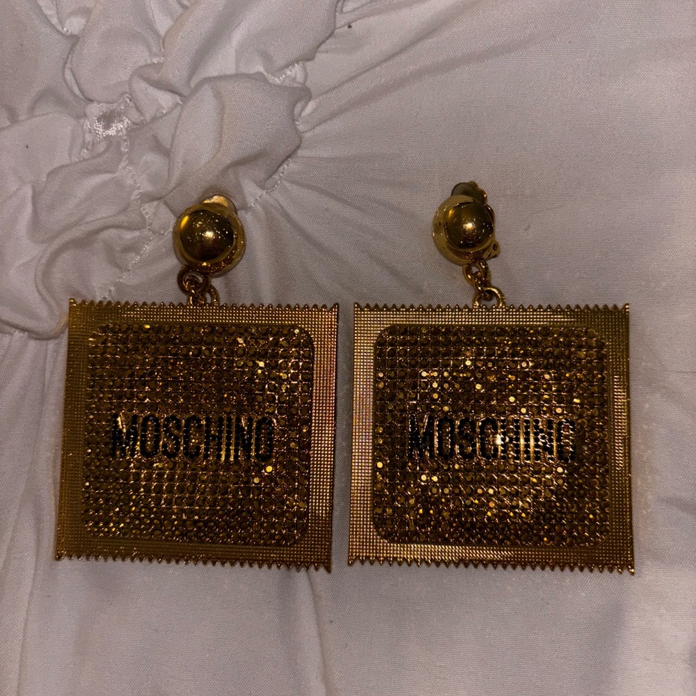 Moschino Gold Statement Earrings with Intricate Detailing